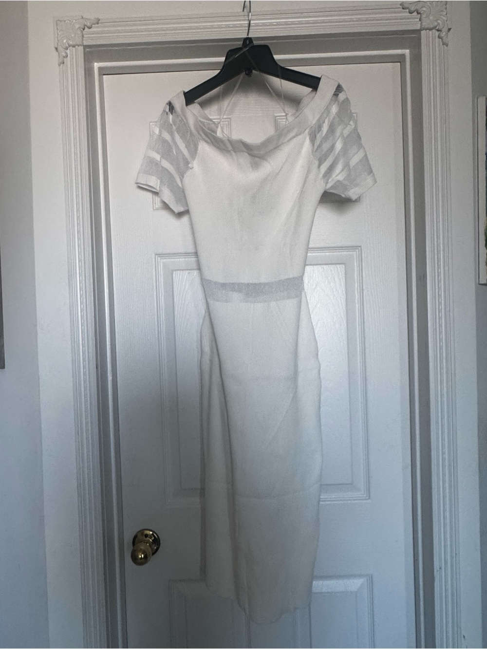 Ashley Stewart White Off-Shoulder Sheath Dress